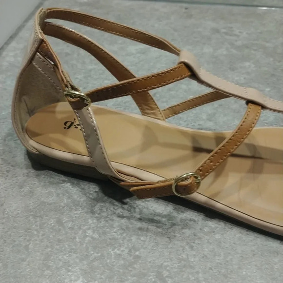 G21 Flat Strappy Sandals,  Tan/Nude, 10 - Picture 3 of 9